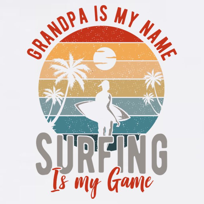 Grandpa Is My Name Surfing Is My Game Baby Bodysuit