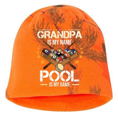 Grandpa Is My Name Pool Is My Game | Funny Billiard Player Kati - Camo Knit Beanie