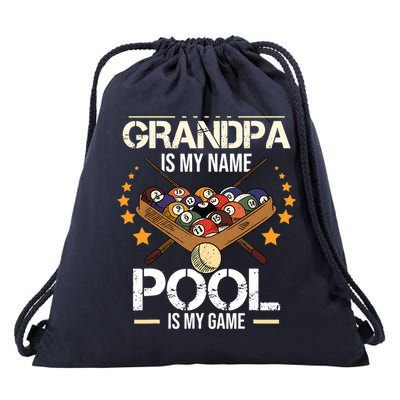 Grandpa Is My Name Pool Is My Game | Funny Billiard Player Drawstring Bag
