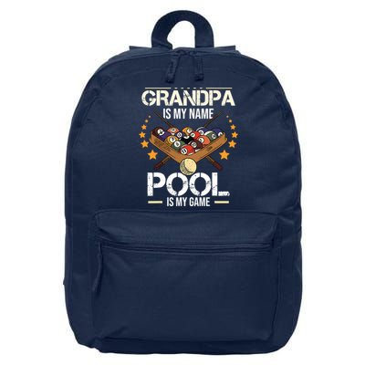Grandpa Is My Name Pool Is My Game | Funny Billiard Player 16 in Basic Backpack