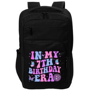 Groovy In My 7th Birthday Era Seven 7 Years Old Birthday Impact Tech Backpack