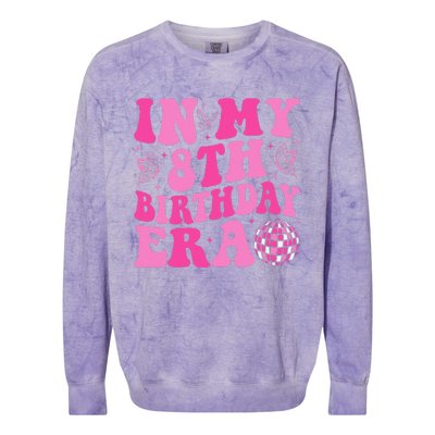 Groovy In My 8th Birthday Era Eight 8 Years Old Birthday Colorblast Crewneck Sweatshirt