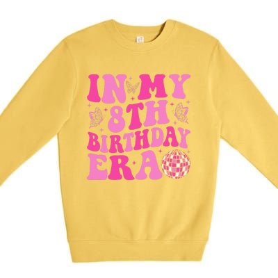 Groovy In My 8th Birthday Era Eight 8 Years Old Birthday Premium Crewneck Sweatshirt