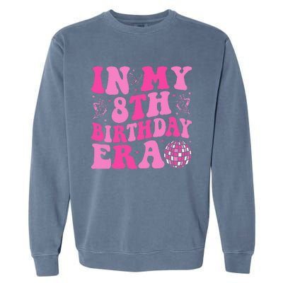 Groovy In My 8th Birthday Era Eight 8 Years Old Birthday Garment-Dyed Sweatshirt