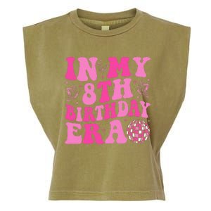 Groovy In My 8th Birthday Era Eight 8 Years Old Birthday Garment-Dyed Women's Muscle Tee