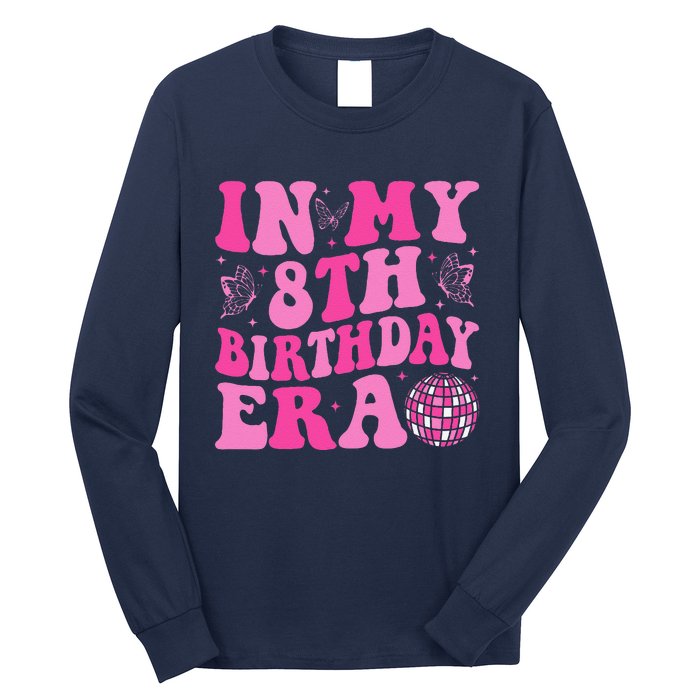 Groovy In My 8th Birthday Era Eight 8 Years Old Birthday Long Sleeve Shirt