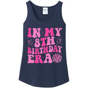 Groovy In My 8th Birthday Era Eight 8 Years Old Birthday Ladies Essential Tank