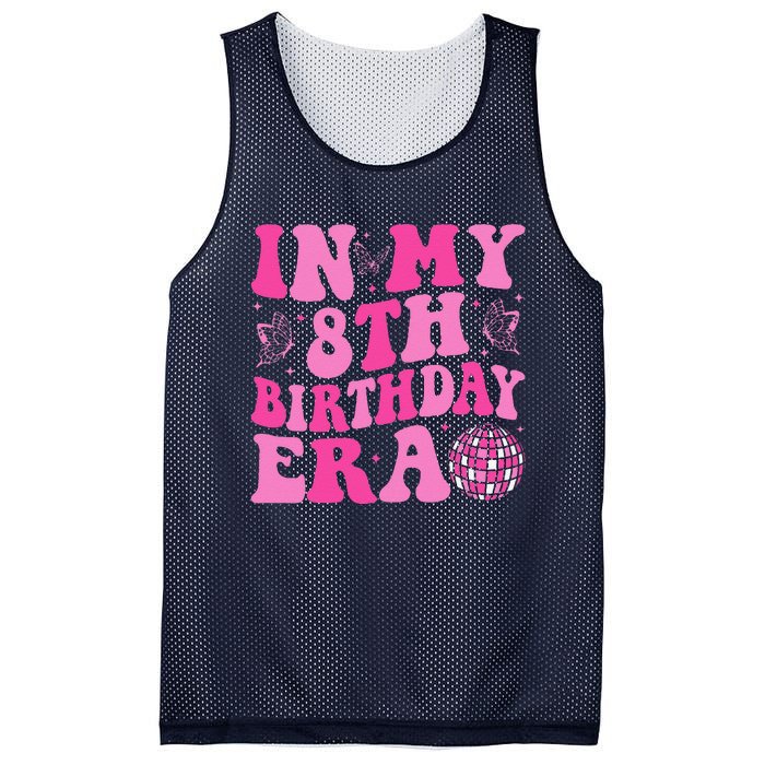 Groovy In My 8th Birthday Era Eight 8 Years Old Birthday Mesh Reversible Basketball Jersey Tank