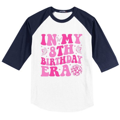 Groovy In My 8th Birthday Era Eight 8 Years Old Birthday Baseball Sleeve Shirt