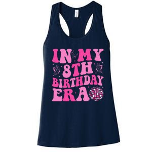 Groovy In My 8th Birthday Era Eight 8 Years Old Birthday Women's Racerback Tank