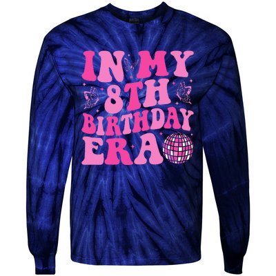 Groovy In My 8th Birthday Era Eight 8 Years Old Birthday Tie-Dye Long Sleeve Shirt