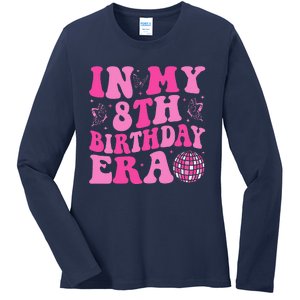 Groovy In My 8th Birthday Era Eight 8 Years Old Birthday Ladies Long Sleeve Shirt