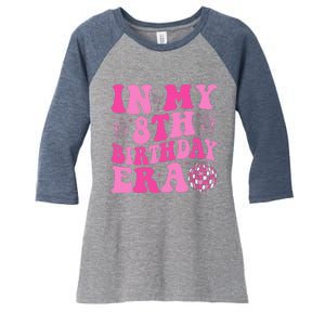 Groovy In My 8th Birthday Era Eight 8 Years Old Birthday Women's Tri-Blend 3/4-Sleeve Raglan Shirt