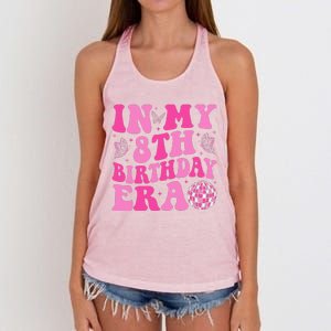 Groovy In My 8th Birthday Era Eight 8 Years Old Birthday Women's Knotted Racerback Tank