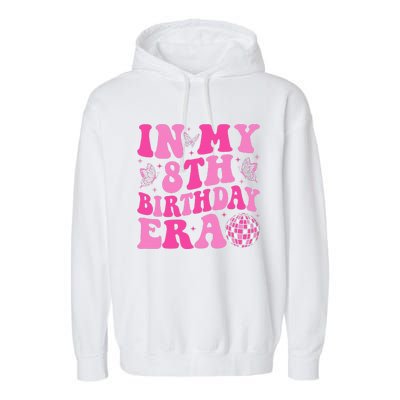 Groovy In My 8th Birthday Era Eight 8 Years Old Birthday Garment-Dyed Fleece Hoodie