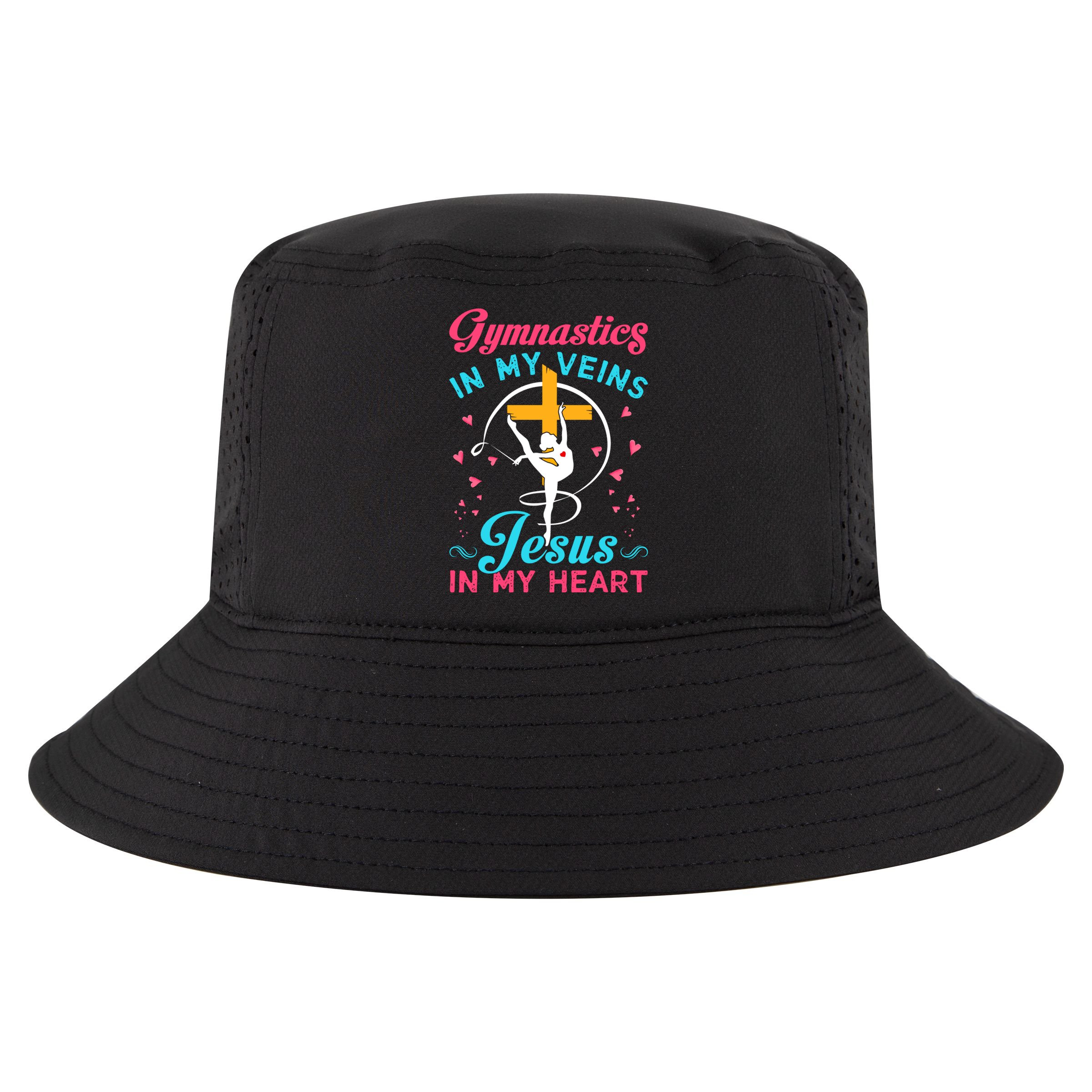 Gymnastics In My Veins Jesus In My Heart Funny Gift Cool Comfort Performance Bucket Hat