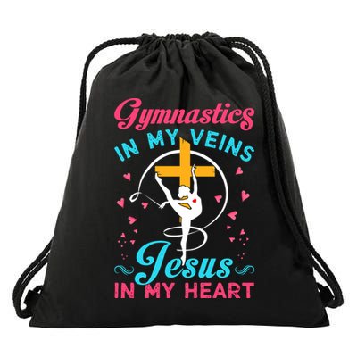 Gymnastics In My Veins Jesus In My Heart Funny Gift Drawstring Bag