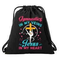 Gymnastics In My Veins Jesus In My Heart Funny Gift Drawstring Bag