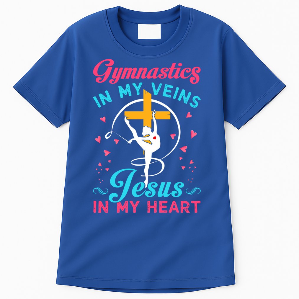 Gymnastics In My Veins Jesus In My Heart Funny Gift Tall T-Shirt