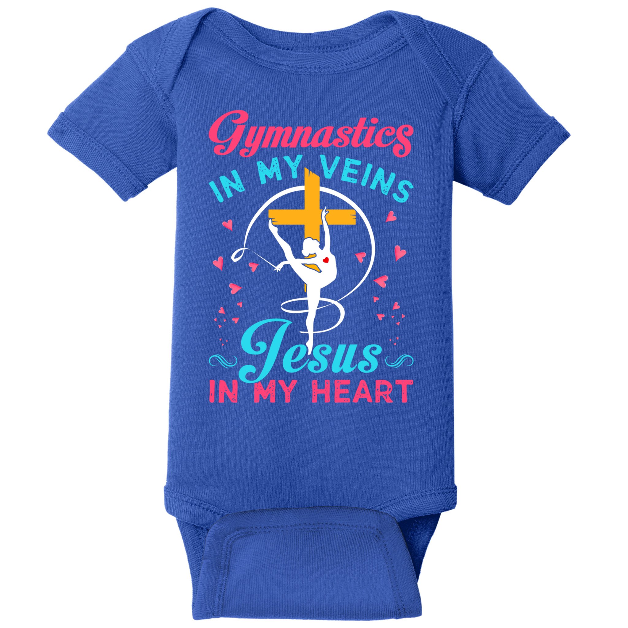Gymnastics In My Veins Jesus In My Heart Funny Gift Baby Bodysuit