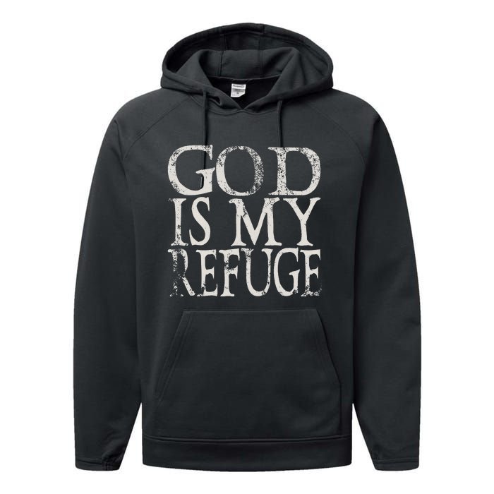 God Is My Refuge Jesus Christian Bible Performance Fleece Hoodie