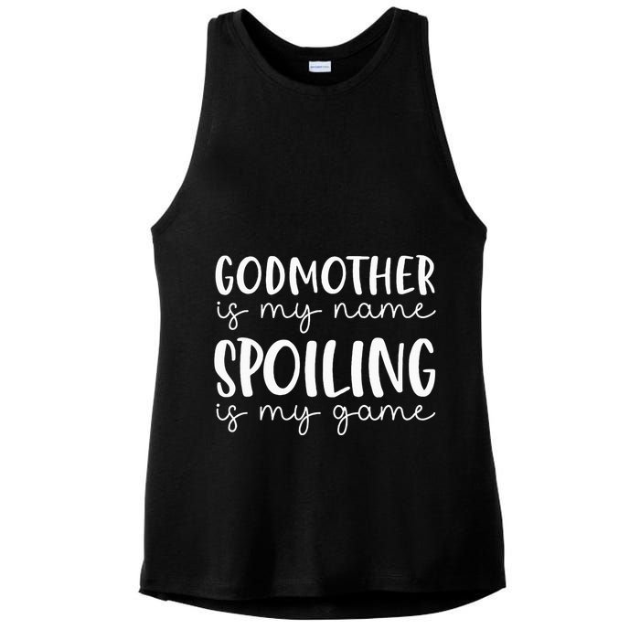 Godmother Is My Name Spoiling Is My Game Funny Godmother Ladies PosiCharge Tri-Blend Wicking Tank