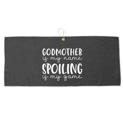 Godmother Is My Name Spoiling Is My Game Funny Godmother Large Microfiber Waffle Golf Towel