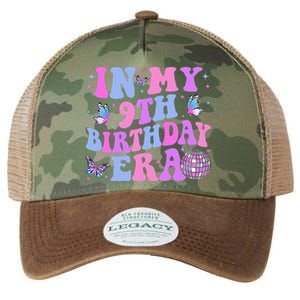 Groovy In My 9th Birthday Era Nine 9 Years Old Birthday Legacy Tie Dye Trucker Hat