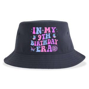 Groovy In My 9th Birthday Era Nine 9 Years Old Birthday Sustainable Bucket Hat