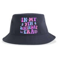 Groovy In My 9th Birthday Era Nine 9 Years Old Birthday Sustainable Bucket Hat