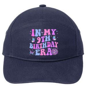 Groovy In My 9th Birthday Era Nine 9 Years Old Birthday 7-Panel Snapback Hat