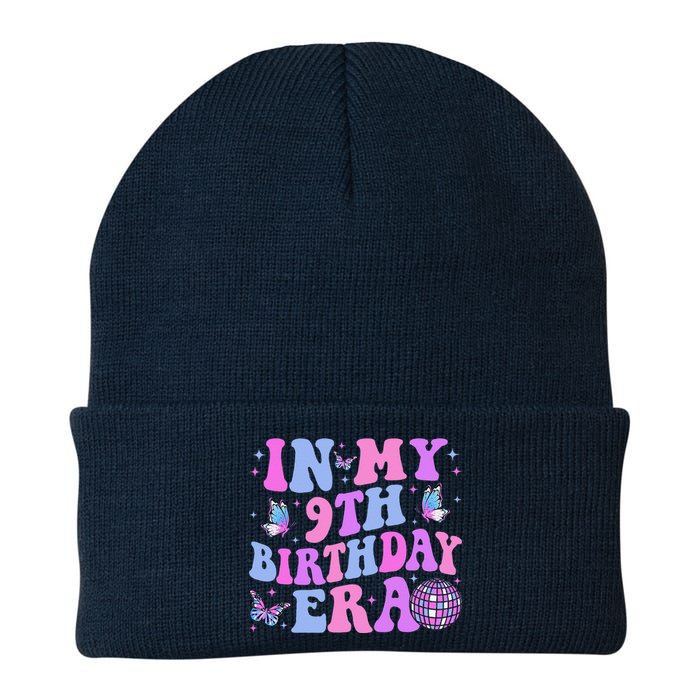 Groovy In My 9th Birthday Era Nine 9 Years Old Birthday Knit Cap Winter Beanie