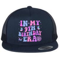 Groovy In My 9th Birthday Era Nine 9 Years Old Birthday Flat Bill Trucker Hat