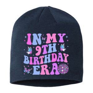 Groovy In My 9th Birthday Era Nine 9 Years Old Birthday Sustainable Beanie