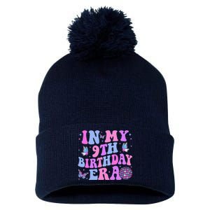 Groovy In My 9th Birthday Era Nine 9 Years Old Birthday Pom Pom 12in Knit Beanie