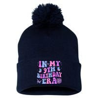 Groovy In My 9th Birthday Era Nine 9 Years Old Birthday Pom Pom 12in Knit Beanie