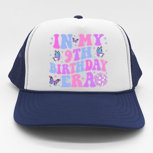 Groovy In My 9th Birthday Era Nine 9 Years Old Birthday Trucker Hat