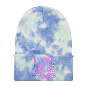 Groovy In My 9th Birthday Era Nine 9 Years Old Birthday Tie Dye 12in Knit Beanie