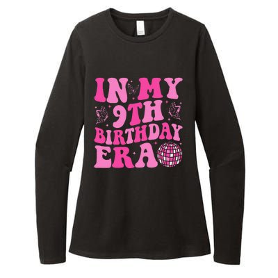 Groovy In My 9th Birthday Era Nine 9 Years Old Birthday Womens CVC Long Sleeve Shirt