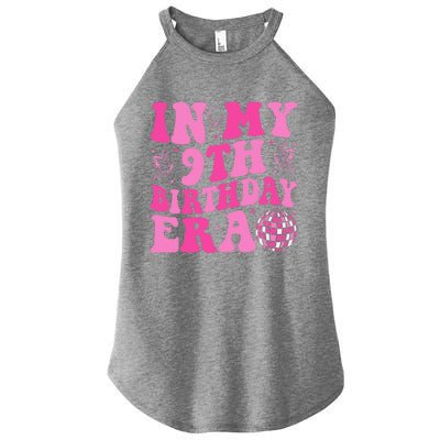 Groovy In My 9th Birthday Era Nine 9 Years Old Birthday Women's Perfect Tri Rocker Tank