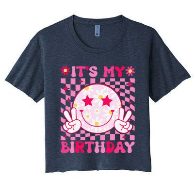 Groovy ItS My Birthday Bday Flower Women's Crop Top Tee