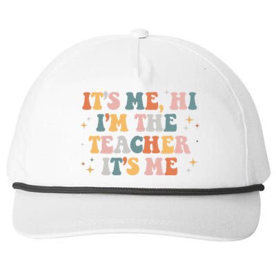 Groovy Its Me Hi Im The Teacher It’s Me Funny Teacher Quote Snapback Five-Panel Rope Hat