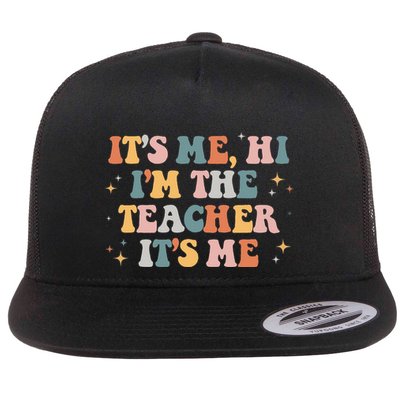 Groovy Its Me Hi Im The Teacher It’s Me Funny Teacher Quote Flatbill Hat