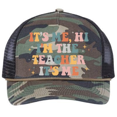 Groovy Its Me Hi Im The Teacher It’s Me Funny Teacher Quote Retro Rope Trucker Hat Cap