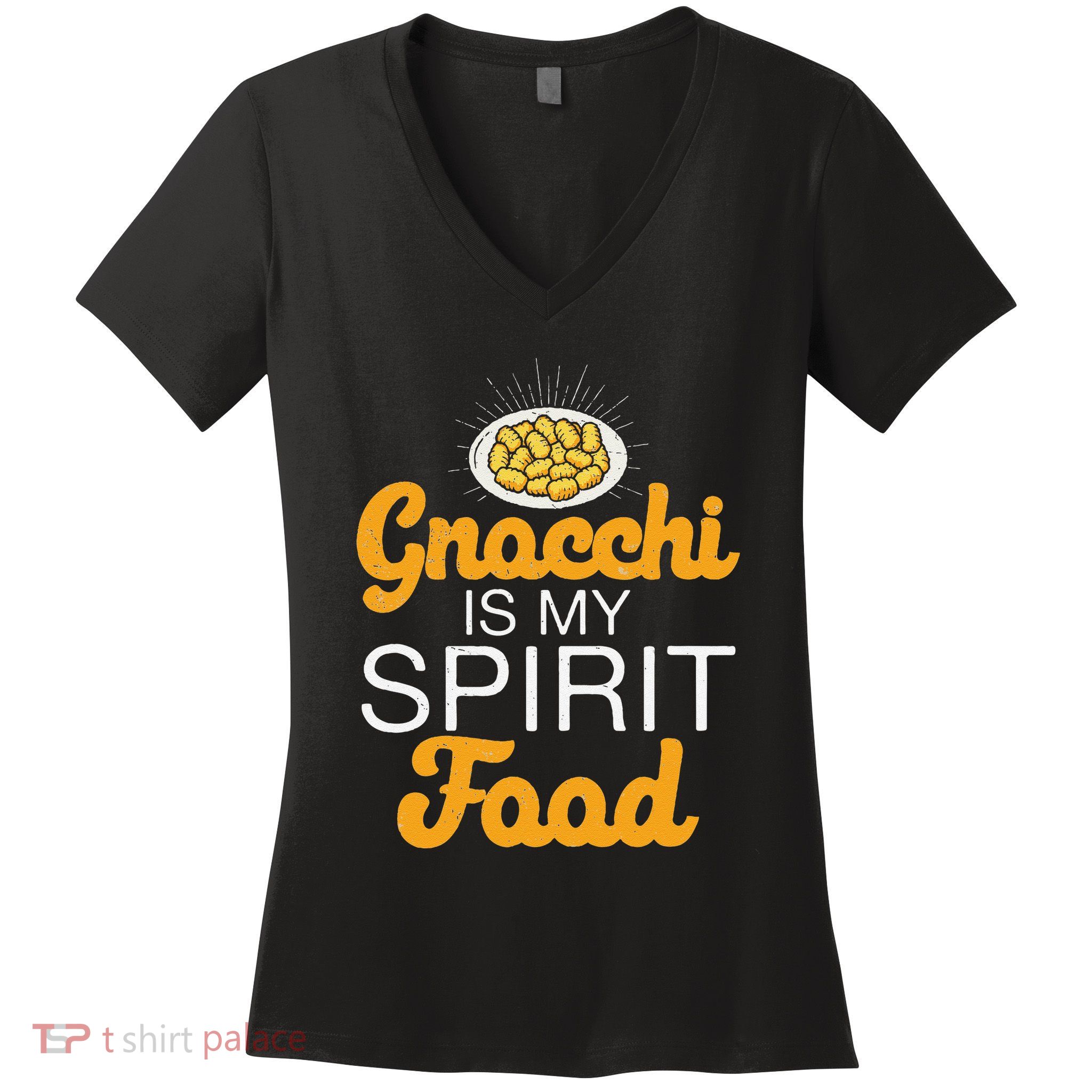 Gnocchi Is My Spirit Food Funny Italian Cuisine Gnocchi Fans Women's V-Neck T-Shirt