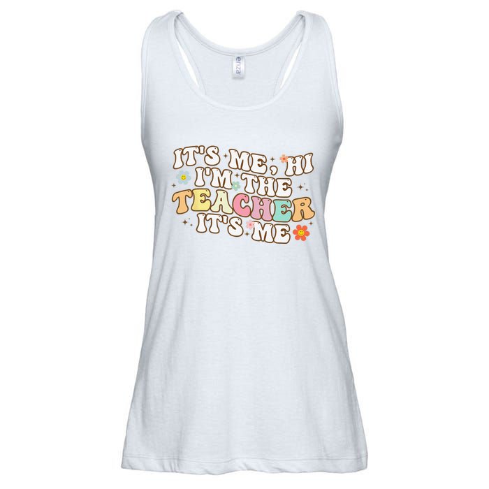 Groovy It's Me Hi I'm The Teacher It's Me Funny Teacher Ladies Essential Flowy Tank