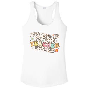 Groovy It's Me Hi I'm The Teacher It's Me Funny Teacher Ladies PosiCharge Competitor Racerback Tank