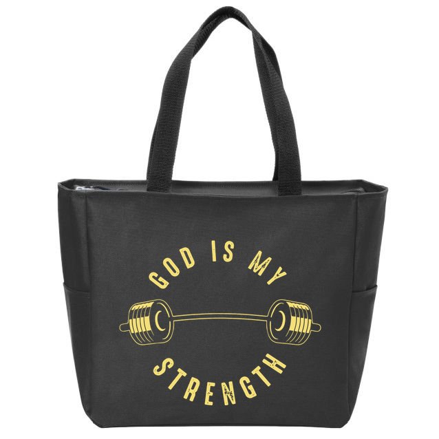 God Is My Strength Zip Tote Bag