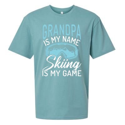 Grandpa Is My Name Skiing Is My Game Snow Winter Sport Skier Funny Gift Sueded Cloud Jersey T-Shirt