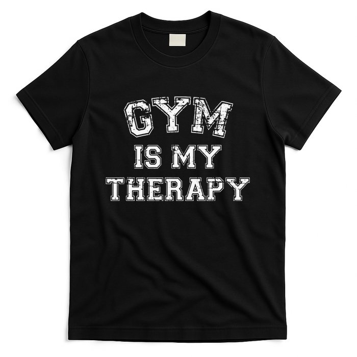 Gym Is My Therapy Funny Gym Running Retro Vintage T-Shirt